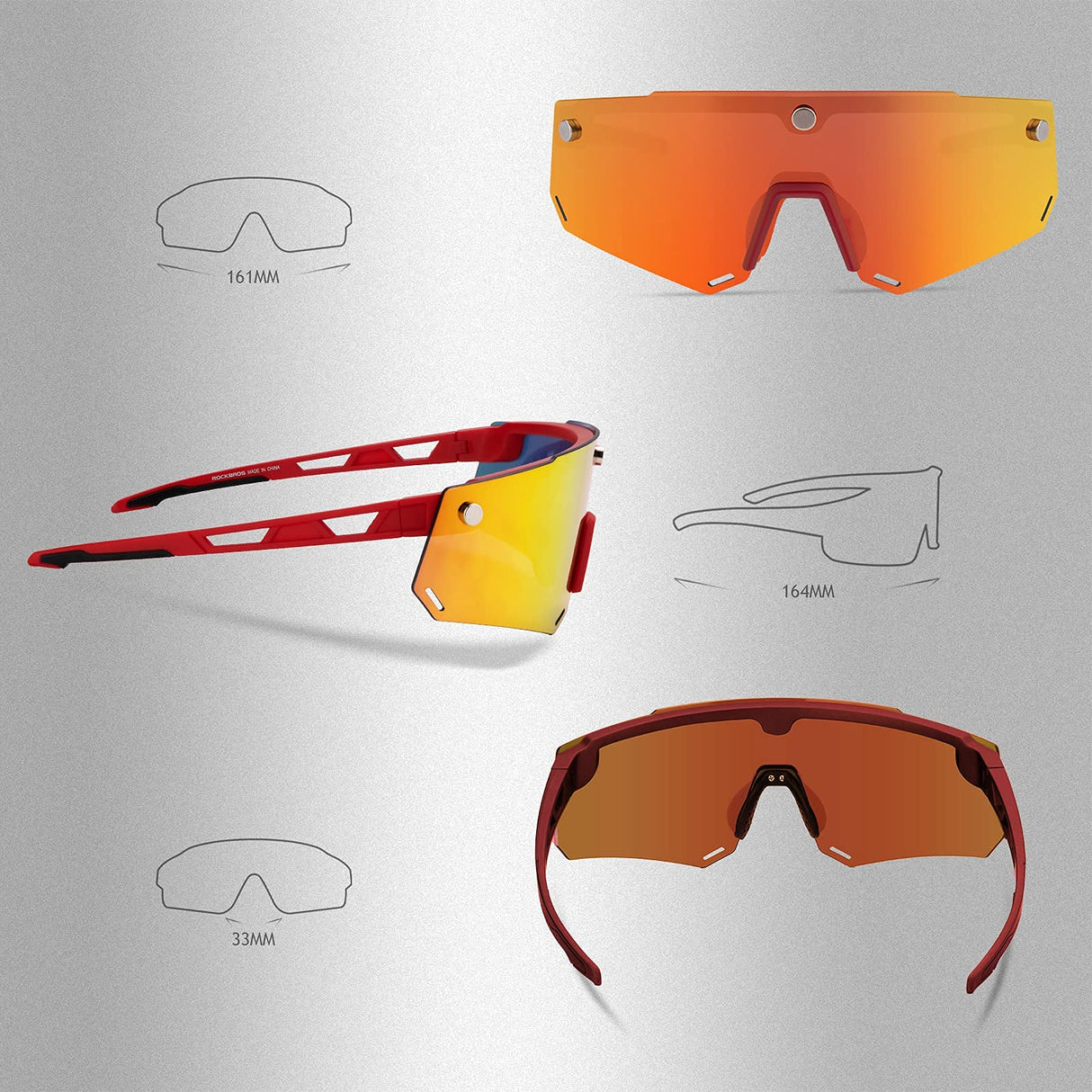 Unisex Polarized Cycling Glasses with 2 Replaceable Lenses