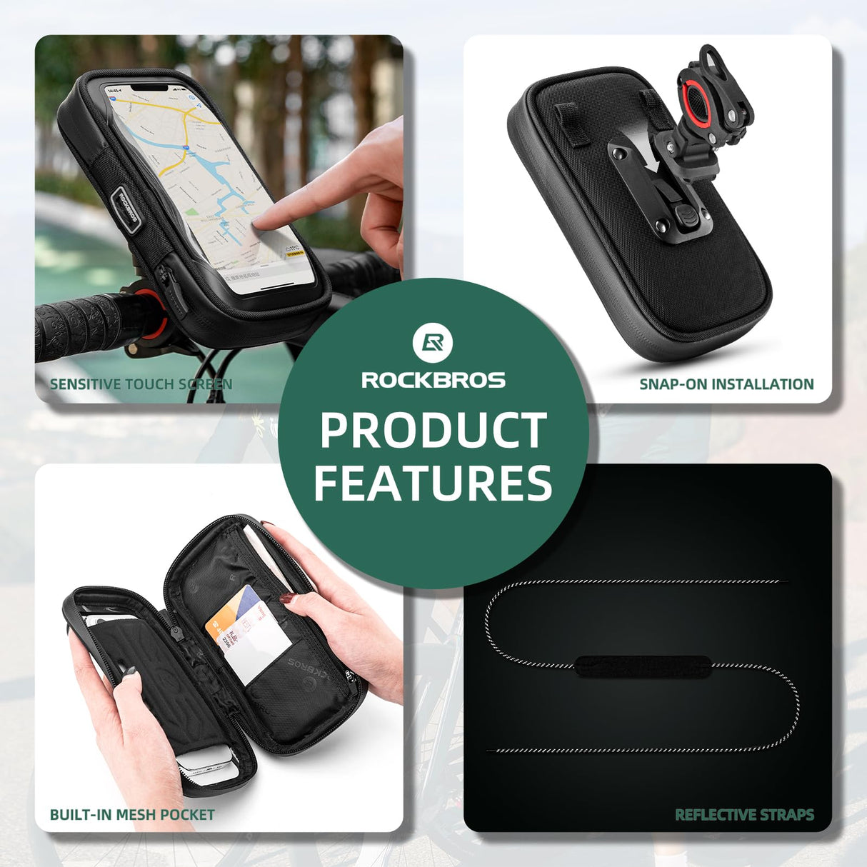 Bike Phone Mount Bag 270°Rotatable Quick Release Bike Phone Holder Handlebar Bag