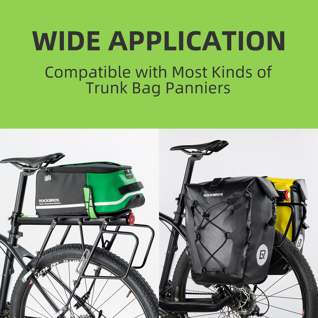ROCKBROS Quick Release Rear Bike Cargo Rack, 55LB Capacity for 26”-29” MTB E-Bikes