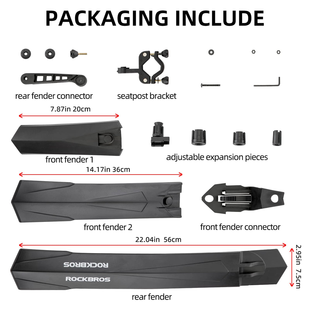 ROCKBROS Adjustable MTB Mud Guards Front & Rear Splash Guard