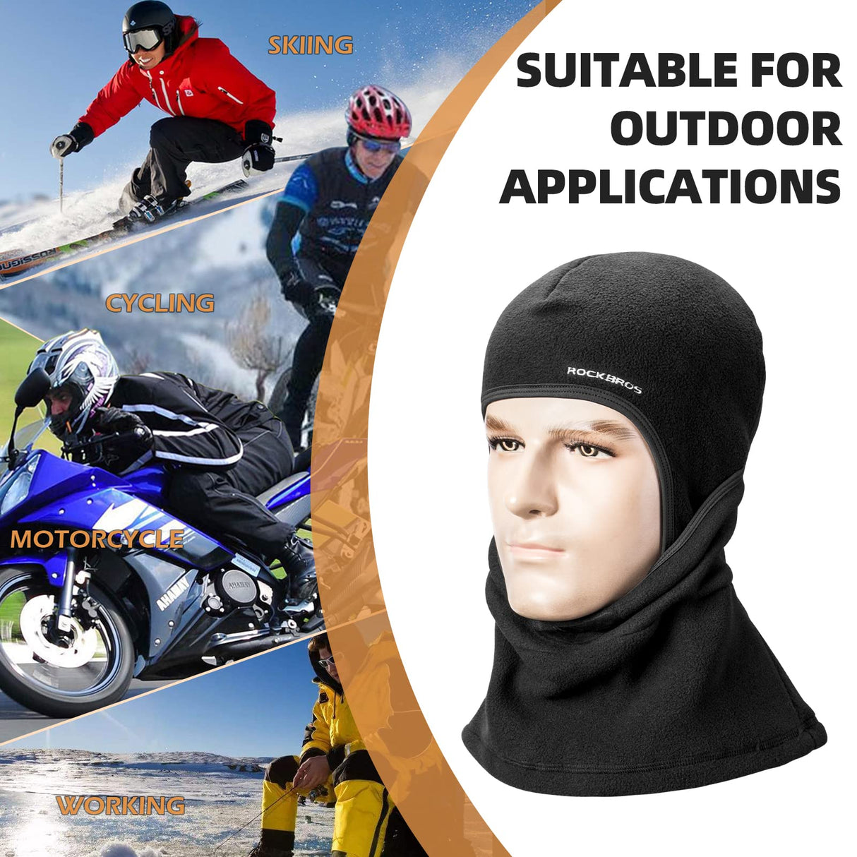 ROCKBROS Ski Mask Balaclava Winter Mask Cold Weather Thermal Masks Cycling
