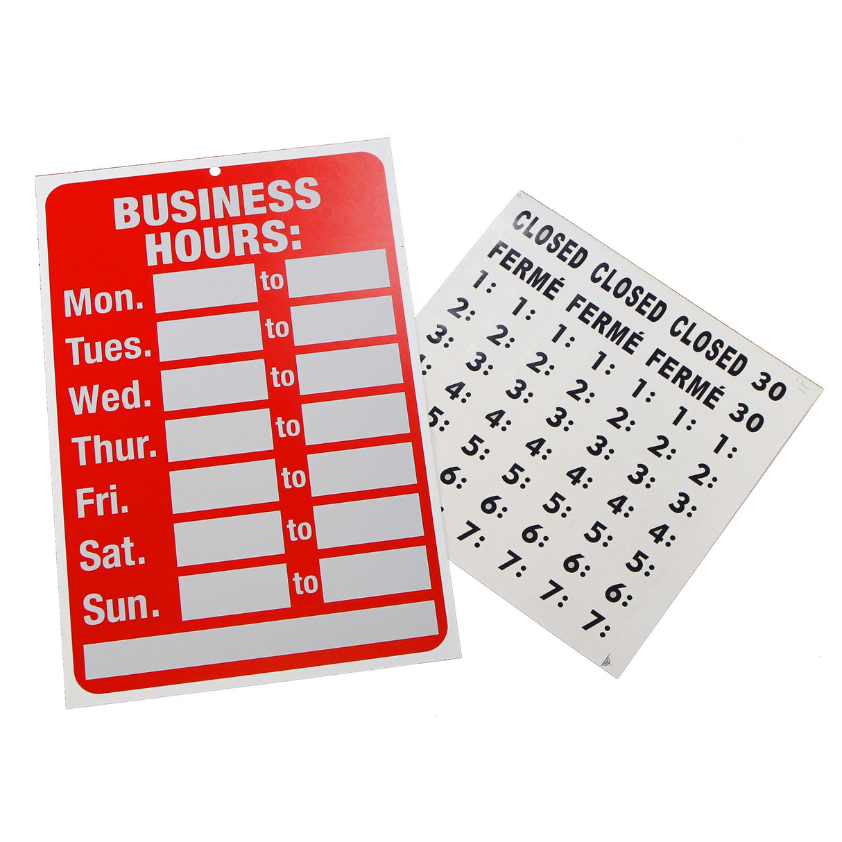 Shop Hours Window Sign Kit