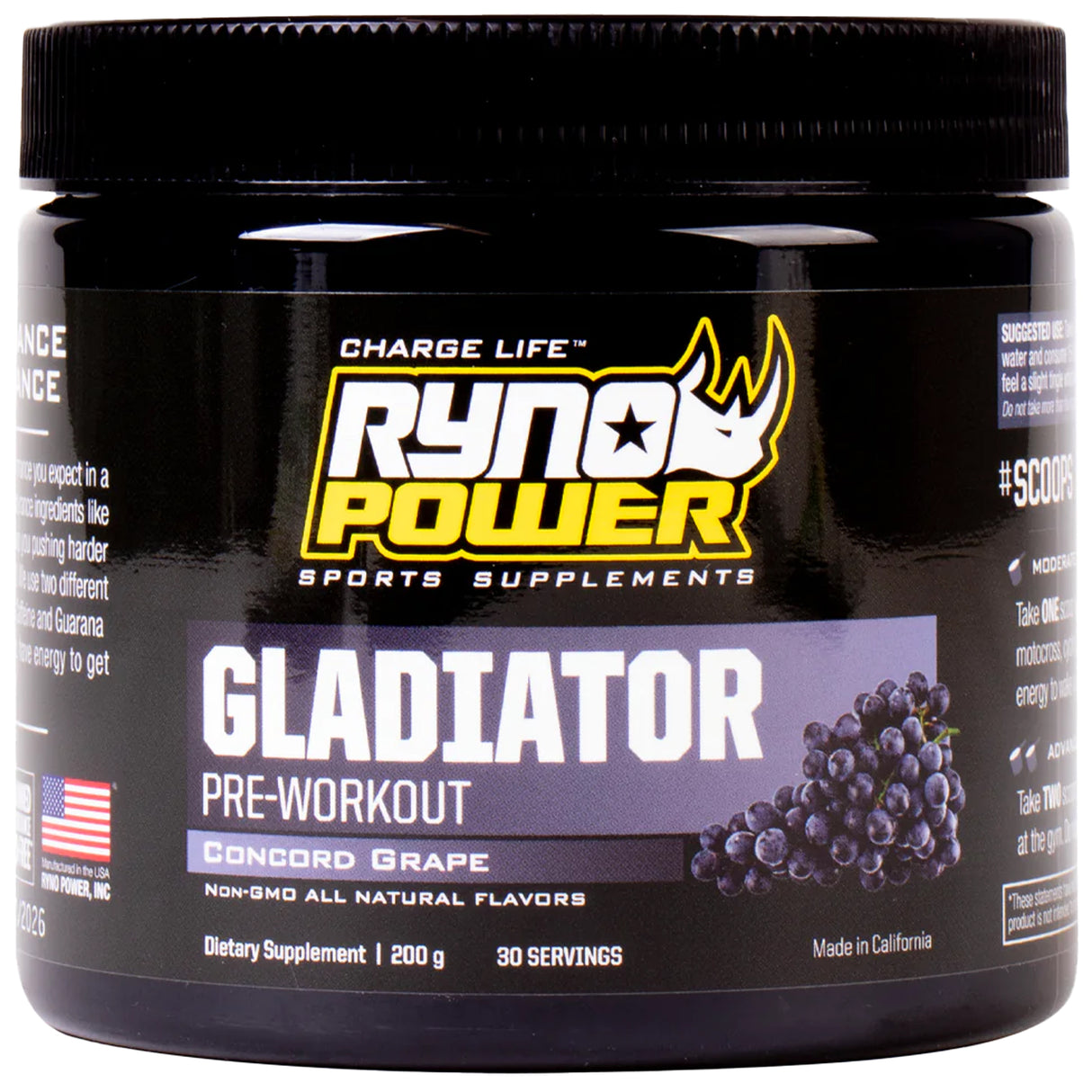 Gladiator Pre-Ride Powder, 150g - Concord Grape