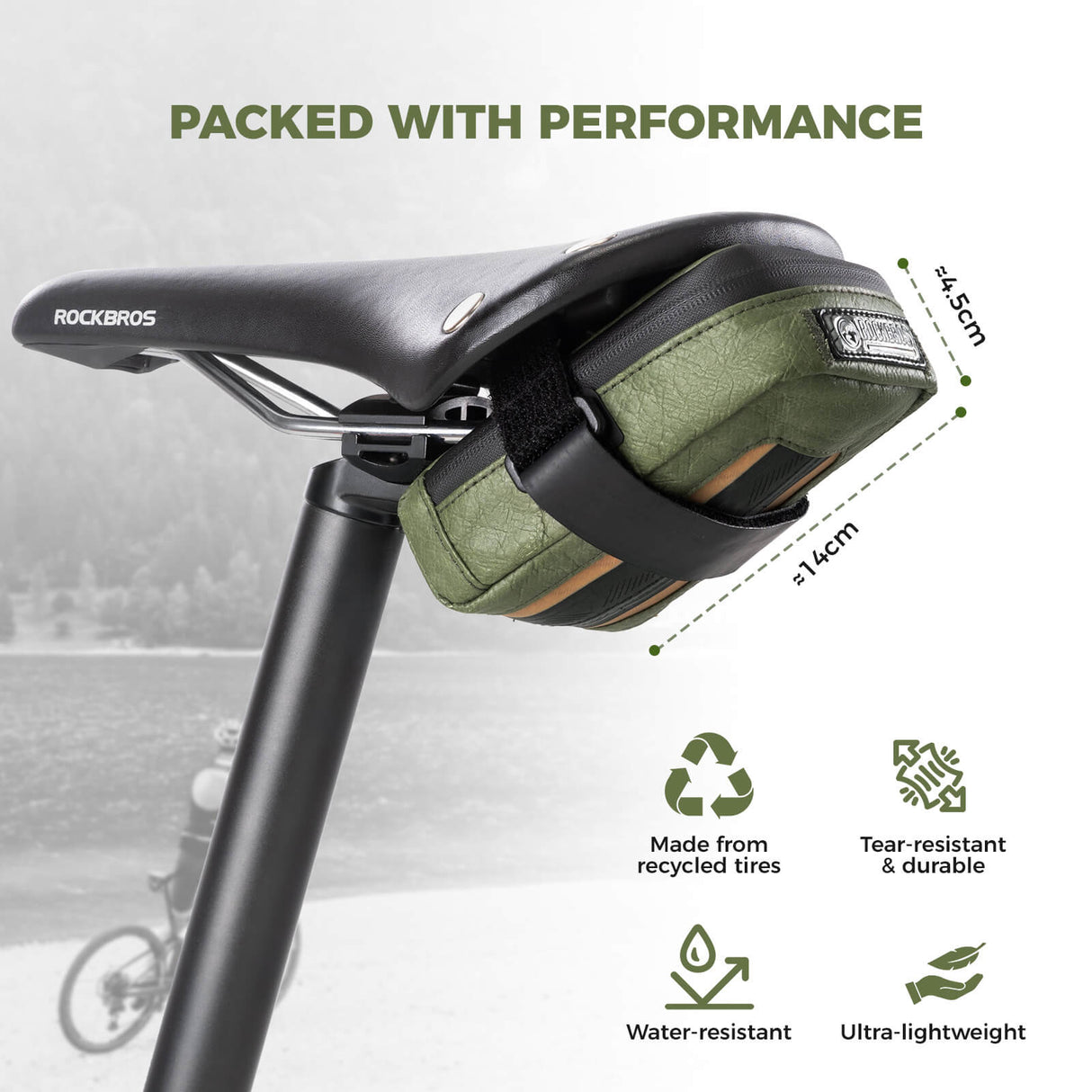 ROAD TO SKY Recycled Tire Mini Bike Saddle Bag - 0.4L