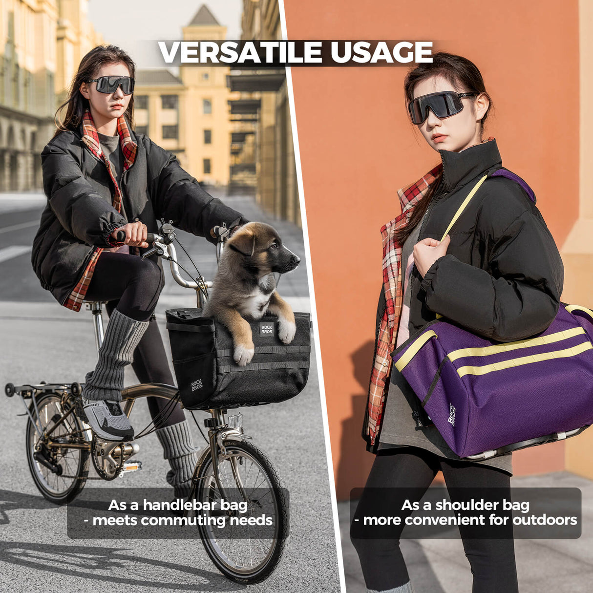ROCKBROS Folding Bike Handlebar Bag Basket Bag - W016