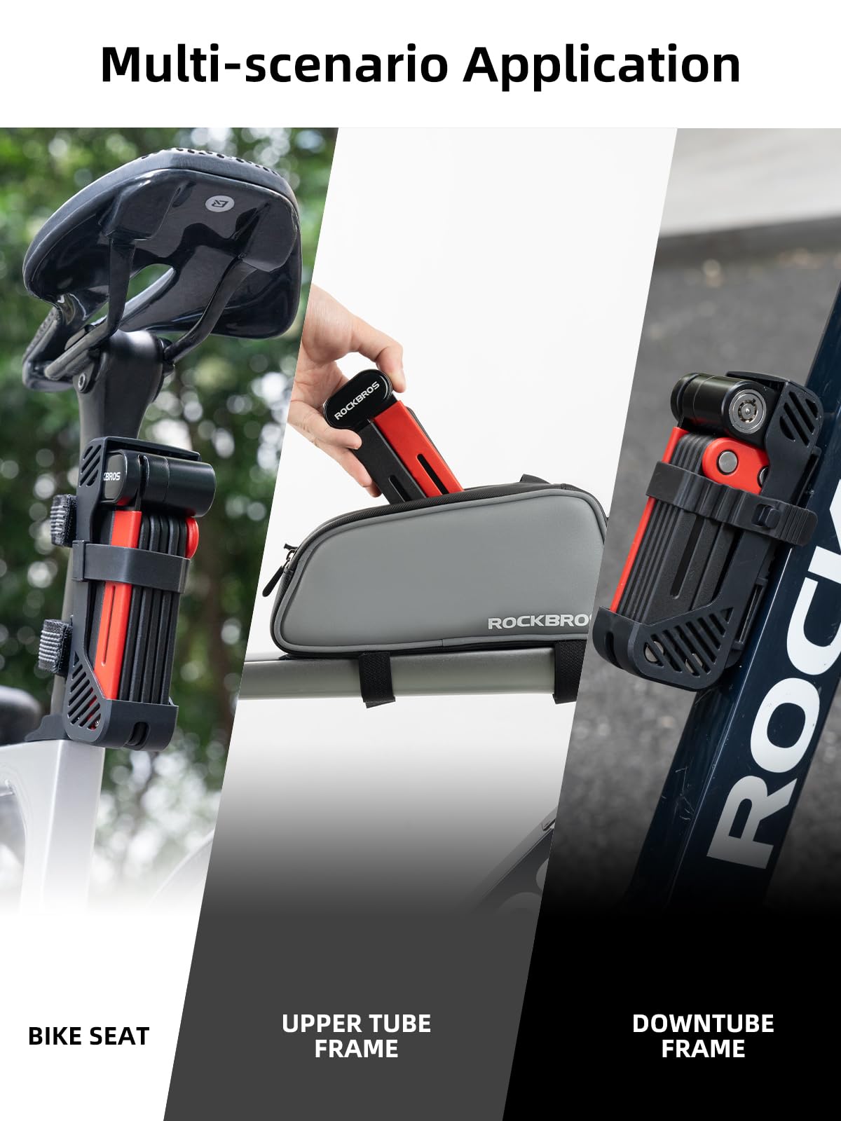 ROCKBROS Folding Heavy Duty Anti Theft Bike Lock 120cm/47.24inch with 2 Keys