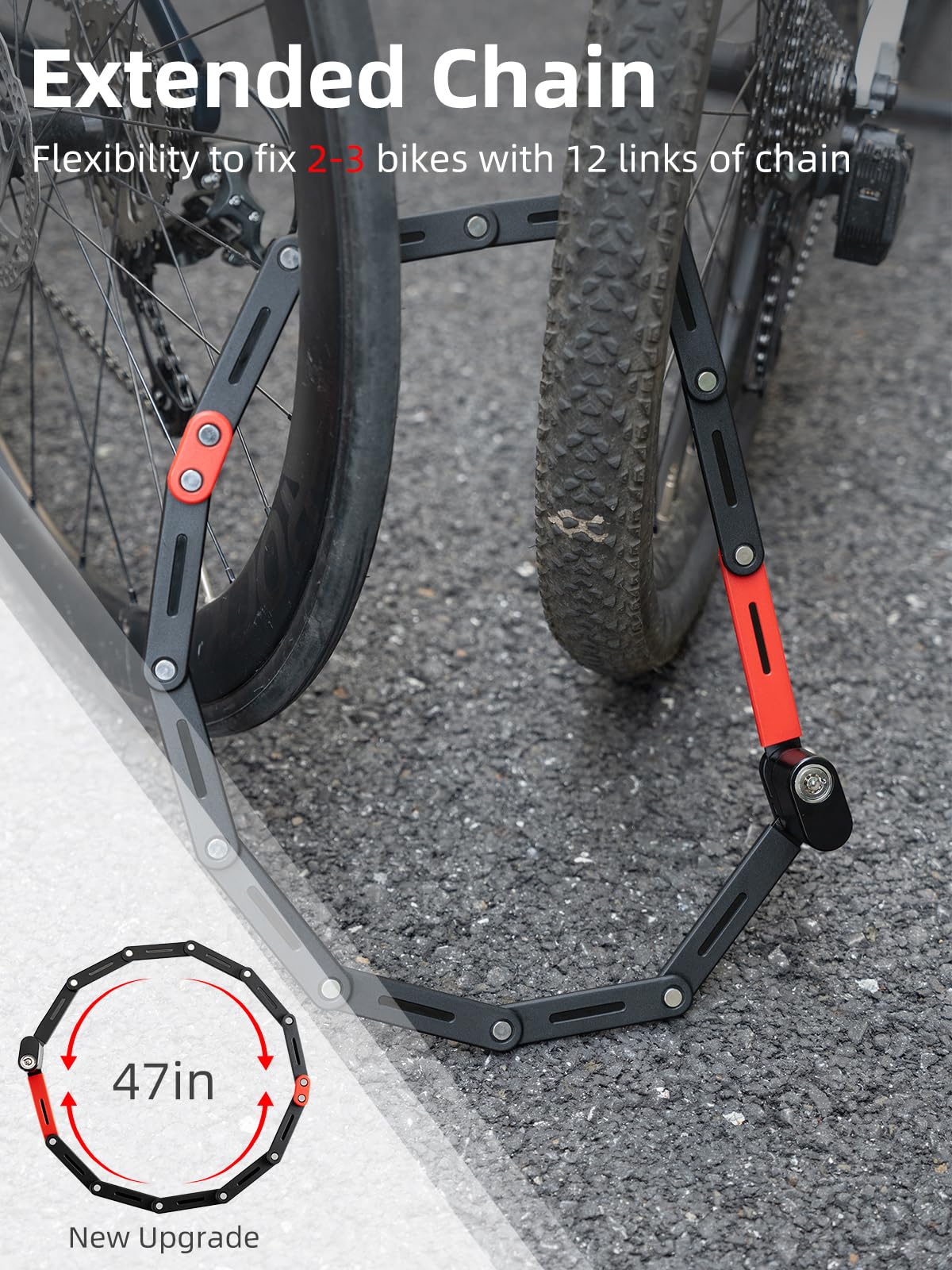 ROCKBROS Folding Heavy Duty Anti Theft Bike Lock 120cm/47.24inch with 2 Keys
