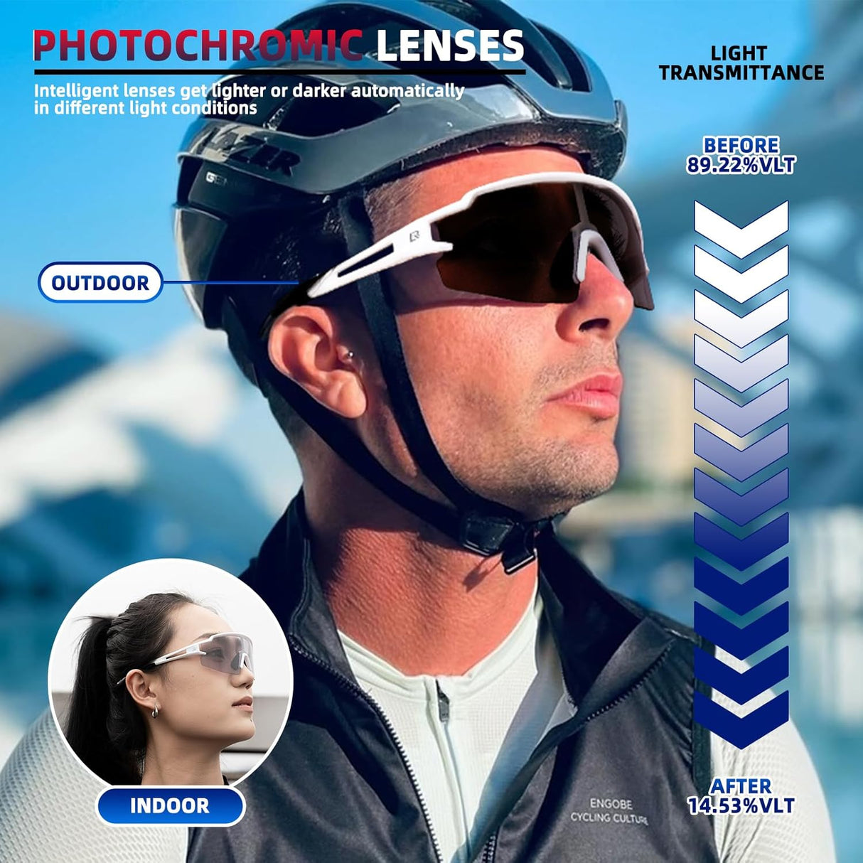 Half-Frame Photochromic Sports Sunglasses (UV400)