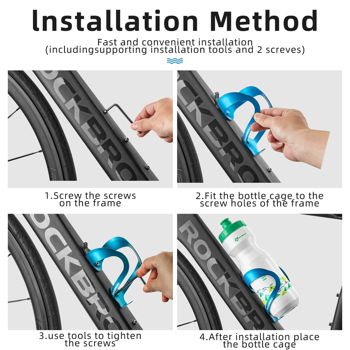 ROCKBROS Lightweight Alloy Bike Water Bottle Holder for Road Mountain Bikes
