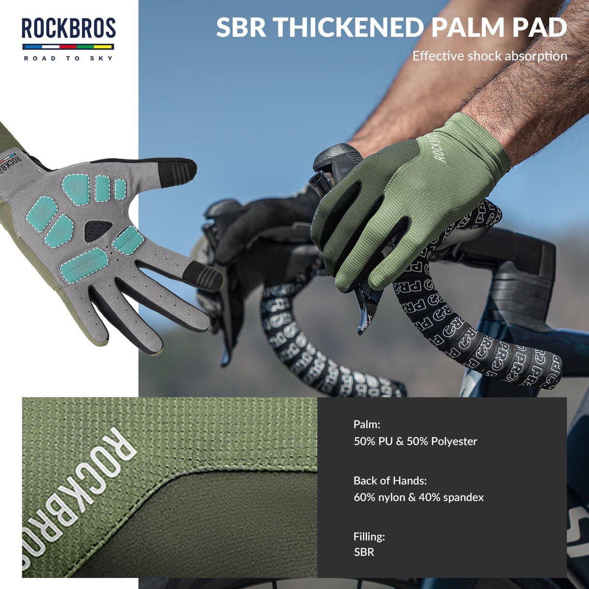 ROAD TO SKY Breathable Anti-Slip Full Finger Cycling Gloves