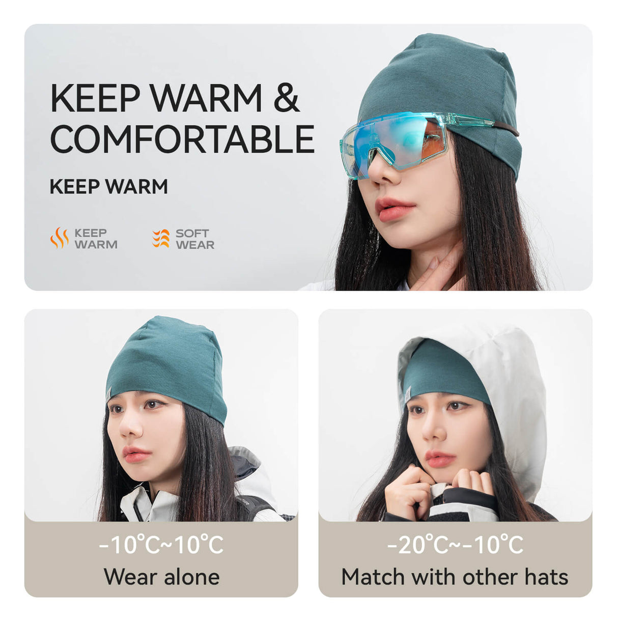 Tencel Merino Wool Thermal Skull Cap