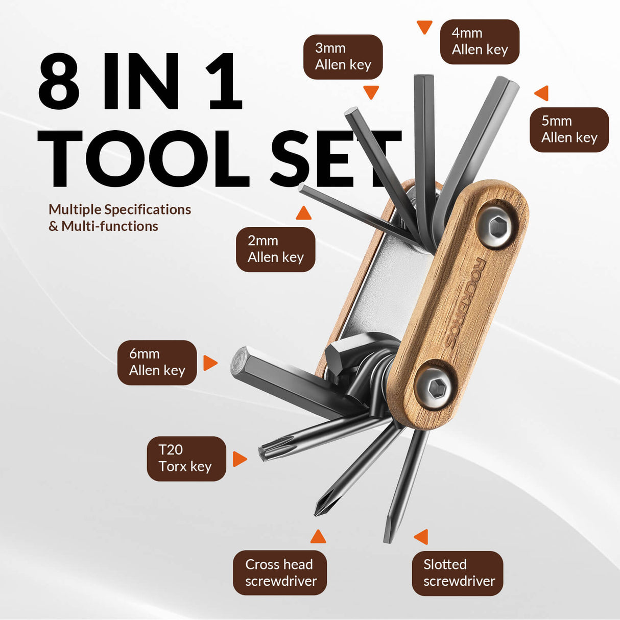 Titanium Bike Multi Tool with Wooden Handle