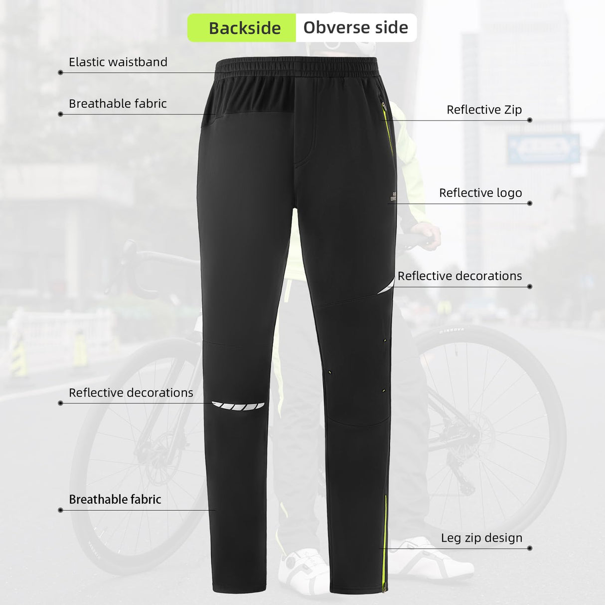 Winter Thermal Tights Windproof Bike Cycling Pants for Running Outdoor Hiking Gear
