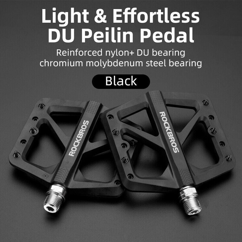 ROCKBROS Large Nylon Composite Bike Pedals in Black (Pair)