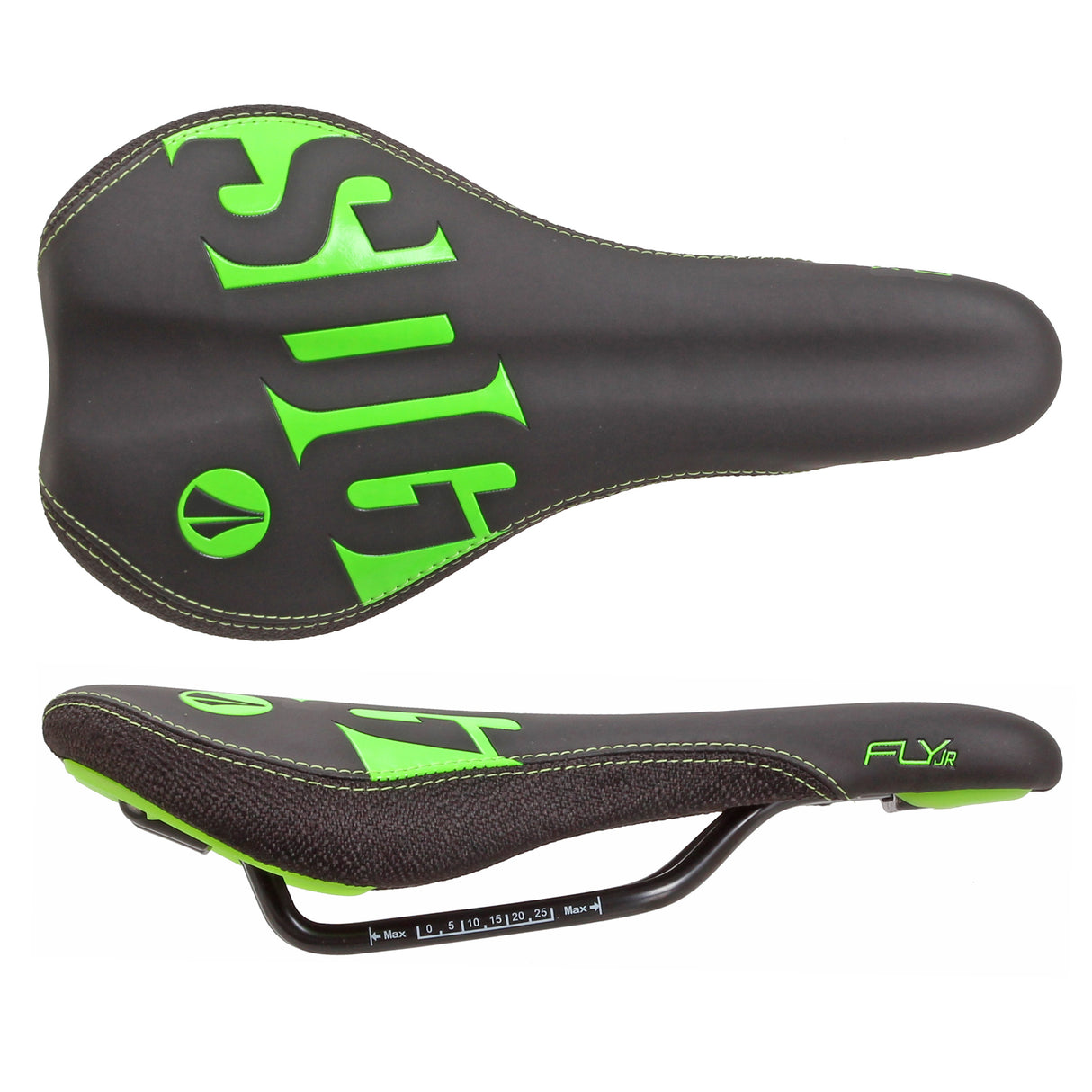 Fly Jr Saddle, Steel Rails - Blk/Green