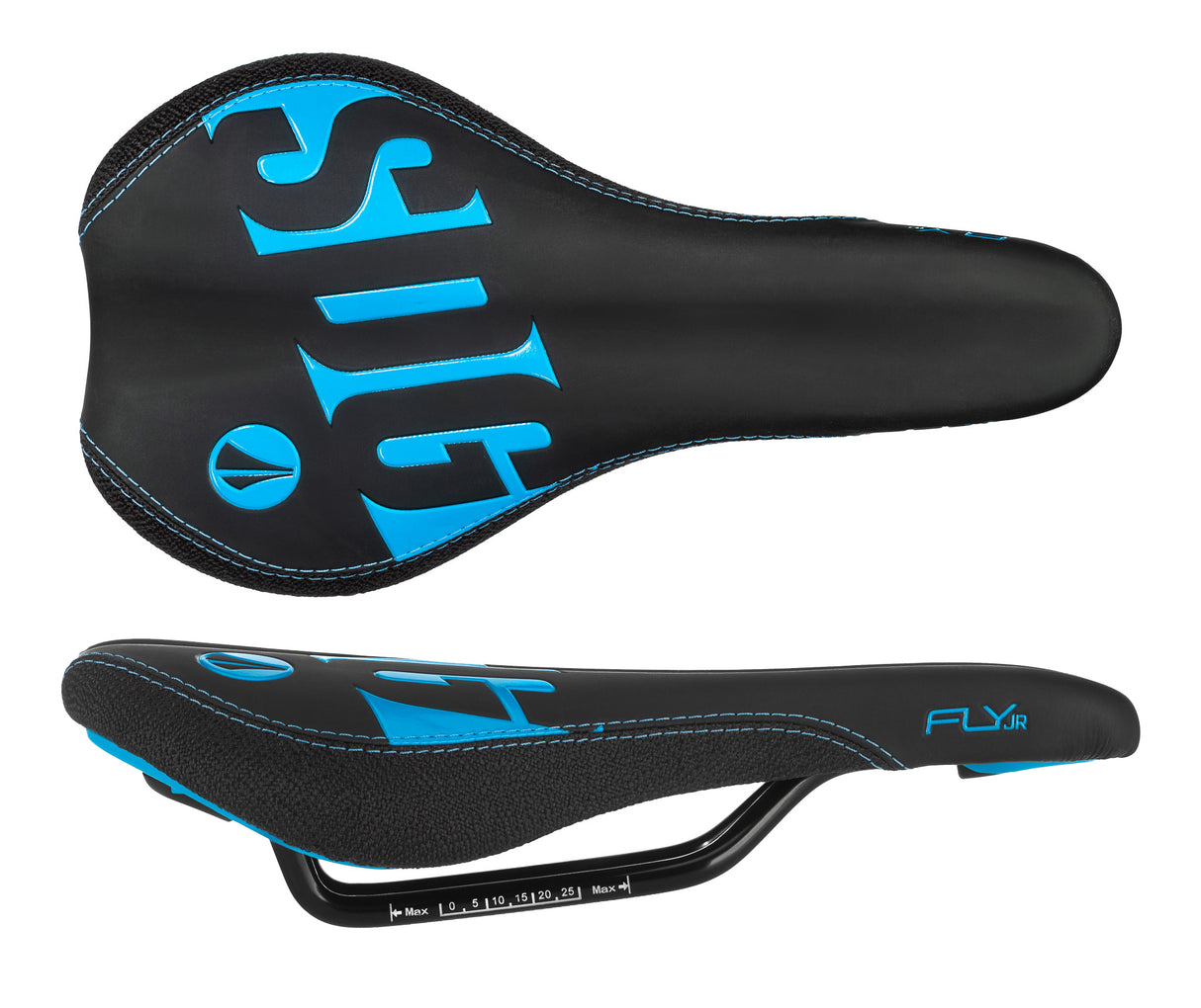 Fly Jr Saddle, Steel Rails - Blk/Cyan