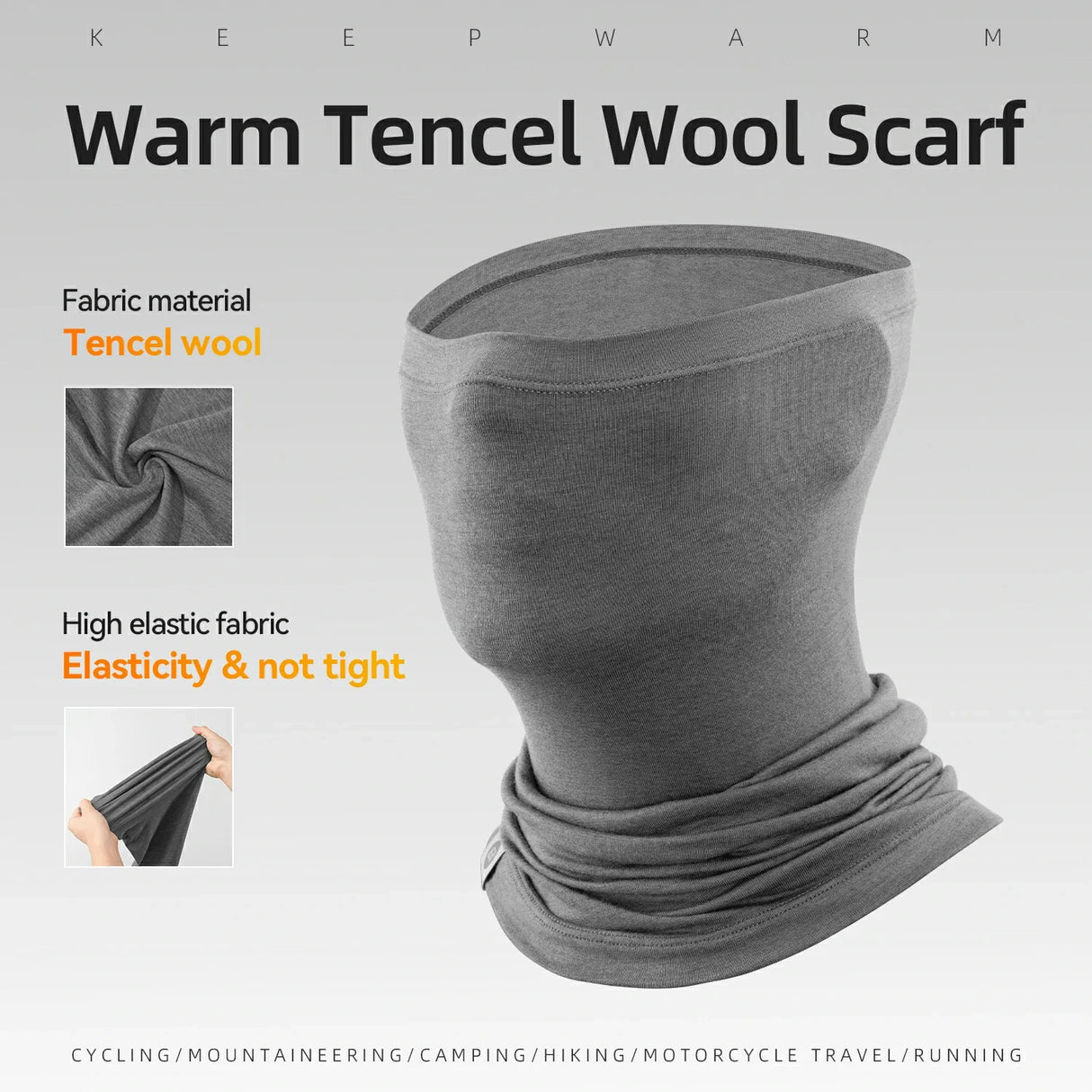 Merino Wool Thermal Neck Gaiter Face Mask for Men Women
