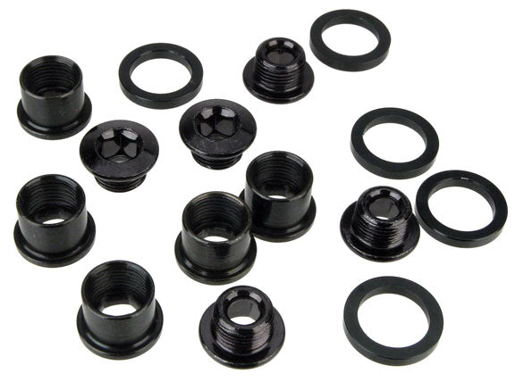 5/6 Dual-Hex Chainring Bolt Set, Steel, Black