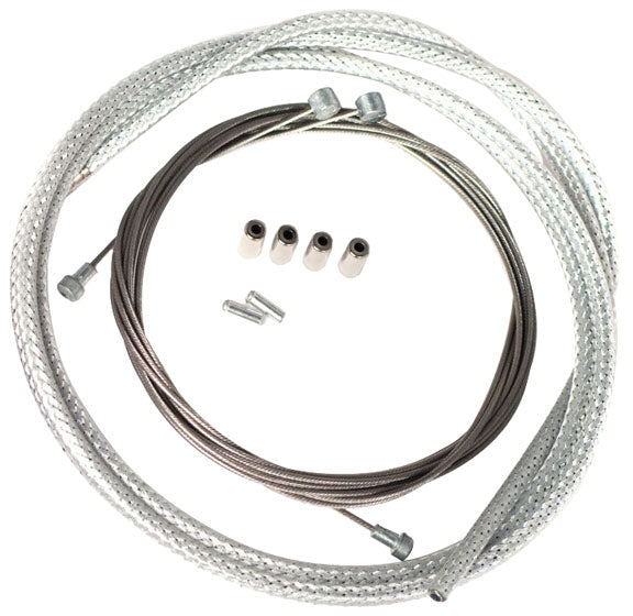 Metallic Braid Derailleur Cable Kit - Silver