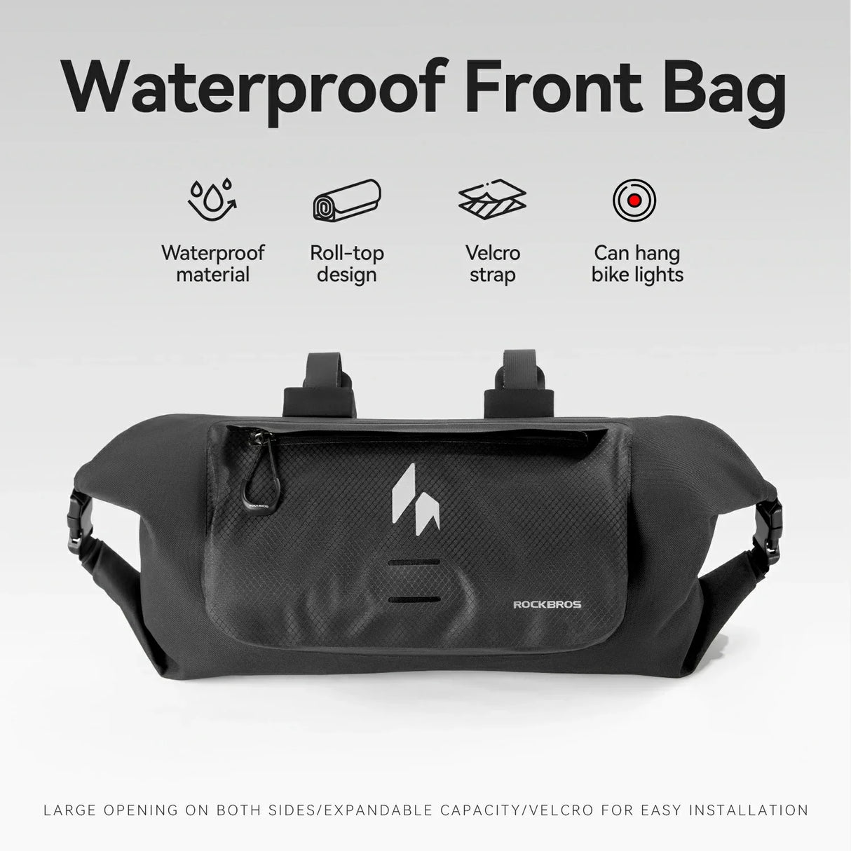 RideMate 100% Waterproof Bike Handlebar Bag 8L Double-sided Opening Expanded Capacity