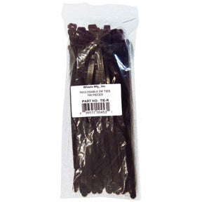 Recloseable Zip Tie Kit, 8" 100pcs - Black