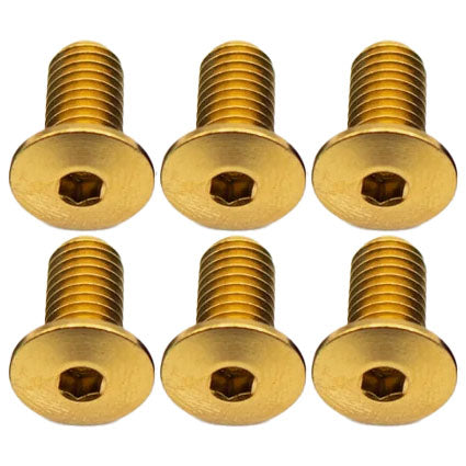 Titanium Water Bottle Cage Bolts, 10mm, Gold, 6/Count