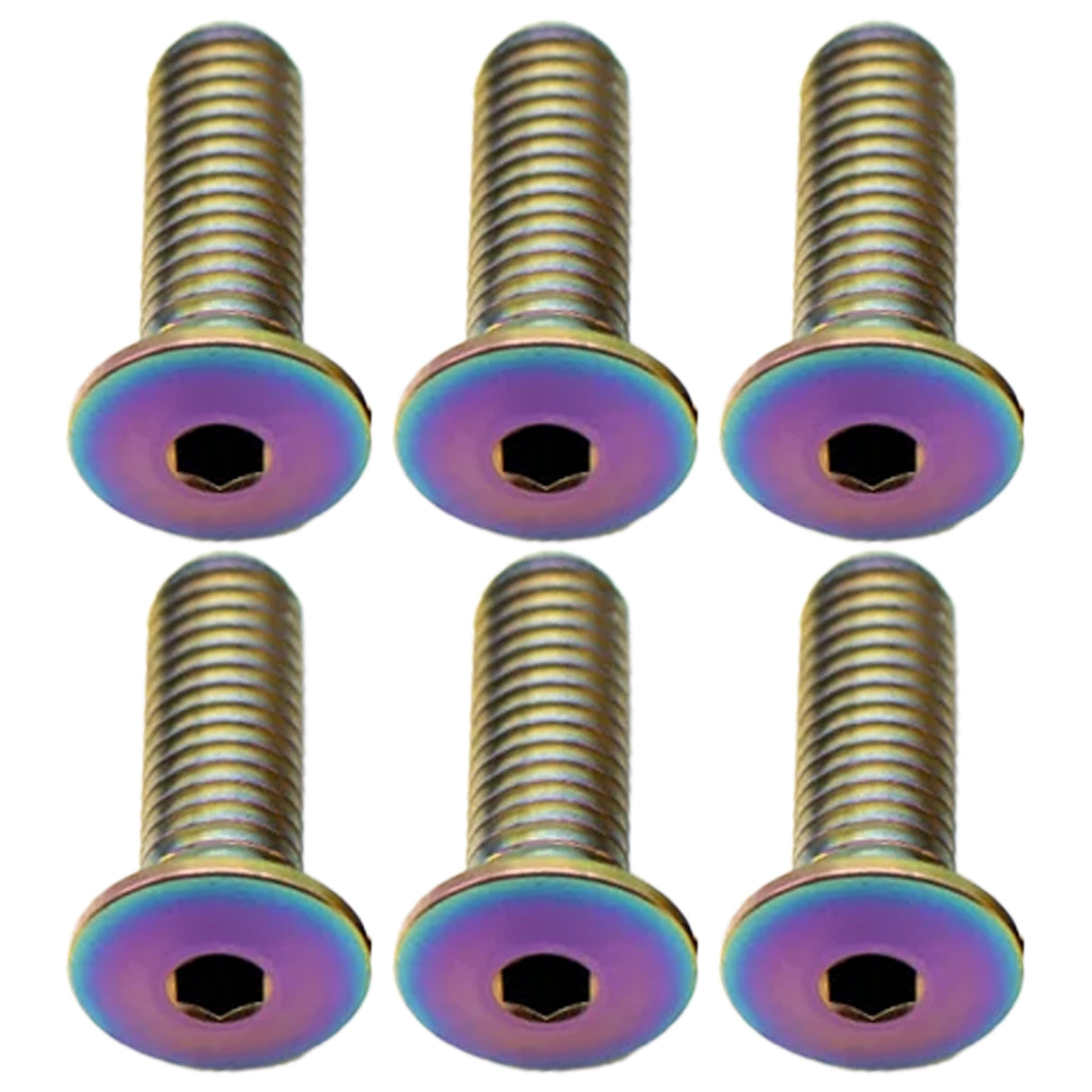 Titanium Water Bottle Cage Bolts,15mm,Rainbow, 6/Count