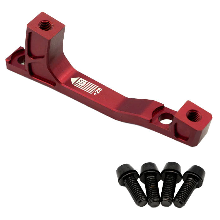 Post Mount Brake Adapter, 200mm,+23, Red