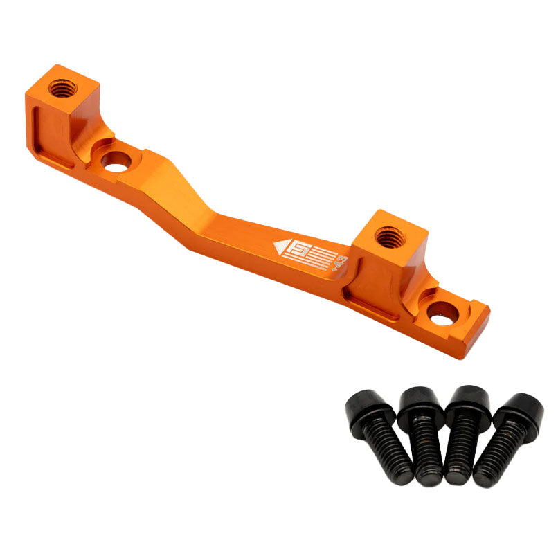 Post Mount Brake Adapter, 160/180mm,+43, Orange