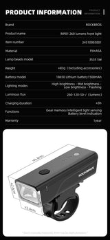ROCKBROS Waterproof Front Bike Light