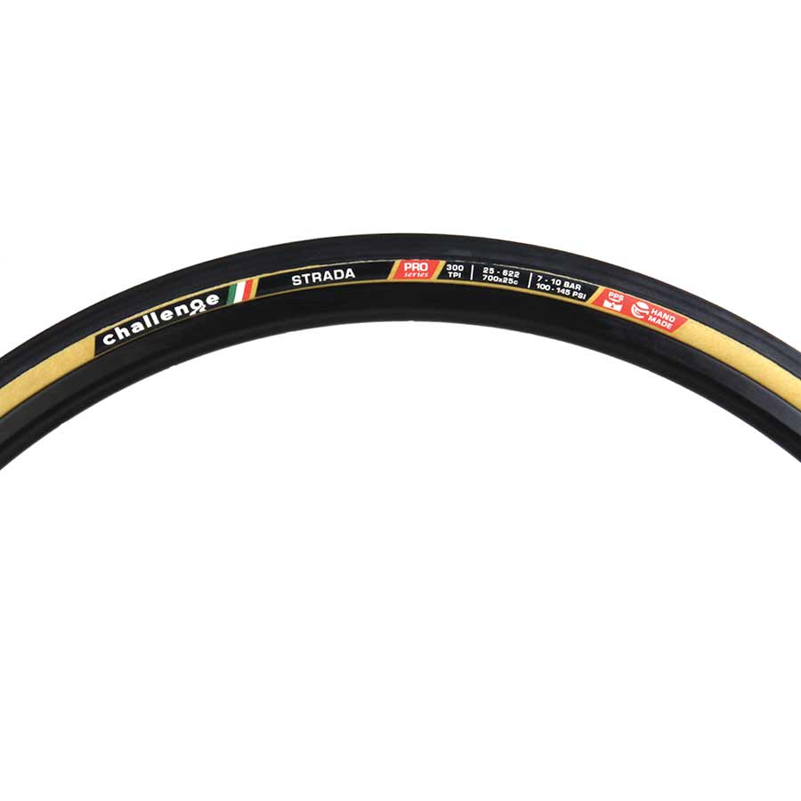 Challenge Strada Pro Tire 700x25C Folding Clincher Natural SuperPoly PPS 300TPI Tanwall