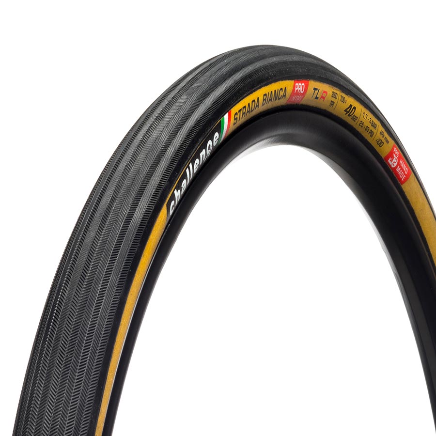 Challenge Strada Bianca TLR Tire 700x40C Folding Tubeless Ready Natural SuperPoly PPS 260TPI Tanwall