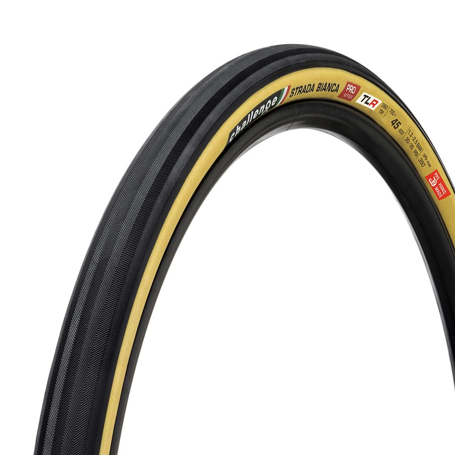 Challenge Strada Bianca TLR Road Tire 700x45C Folding Tubeless Ready SmartPlus SuperPoly 300TPI Tanwall