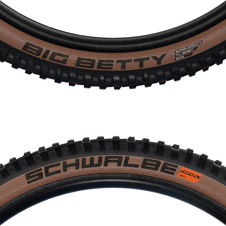 Schwalbe, Big Betty, Mountain Tire, Tubeless Ready, Addix Soft, Super Trail, 67TPI, Bronze