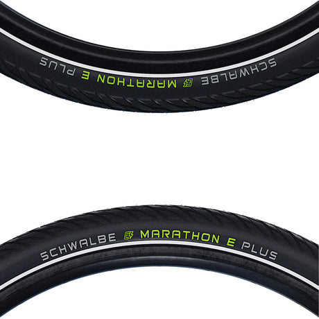 Schwalbe, Marathon E-Plus, Hybrid Tire, Wire, Clincher, Addix E, TwinSkin, 67TPI, Black Reflective