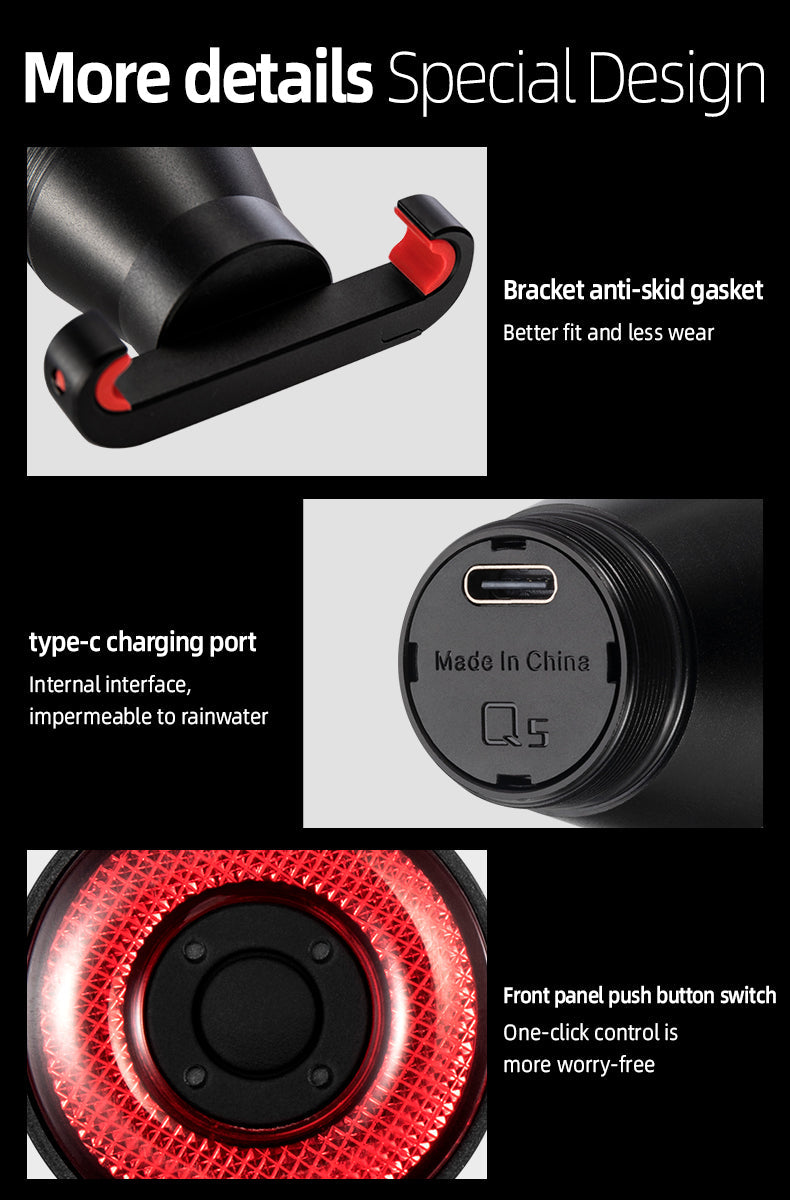 ROCKBROS 1000 Lumen Front Bike Light + Smart Brake & Tail Light Q5 Set