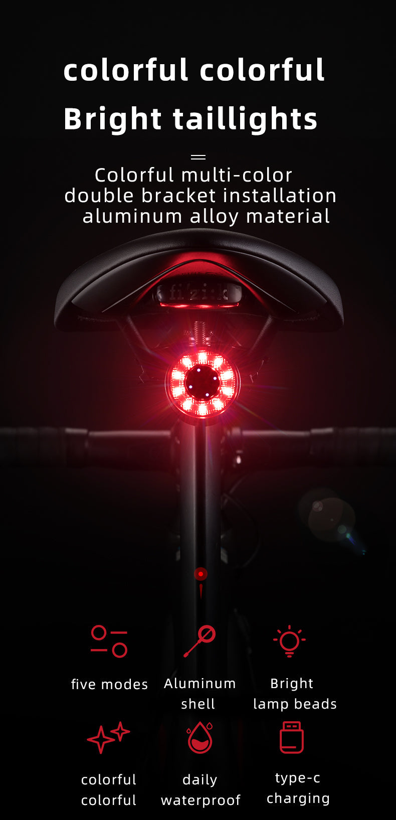 ROCKBROS Multiple Color Bike Tail Light Q1