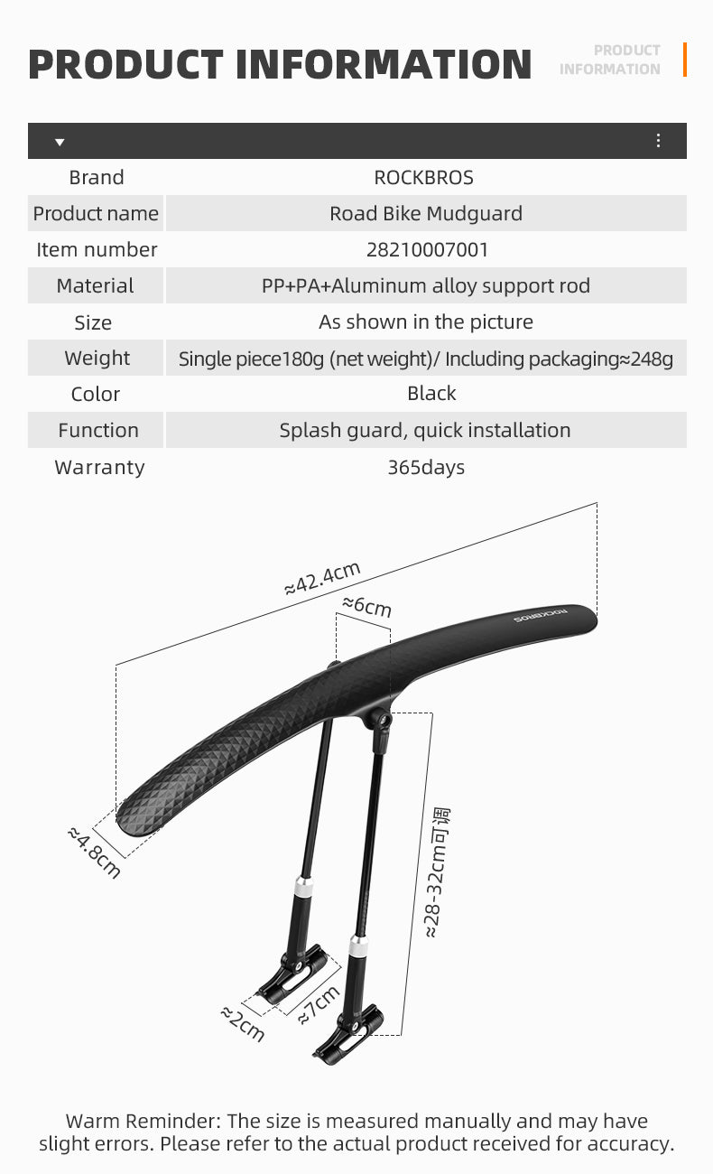 Adjustable Bike Fender Quick Release for 700C Road Bikes