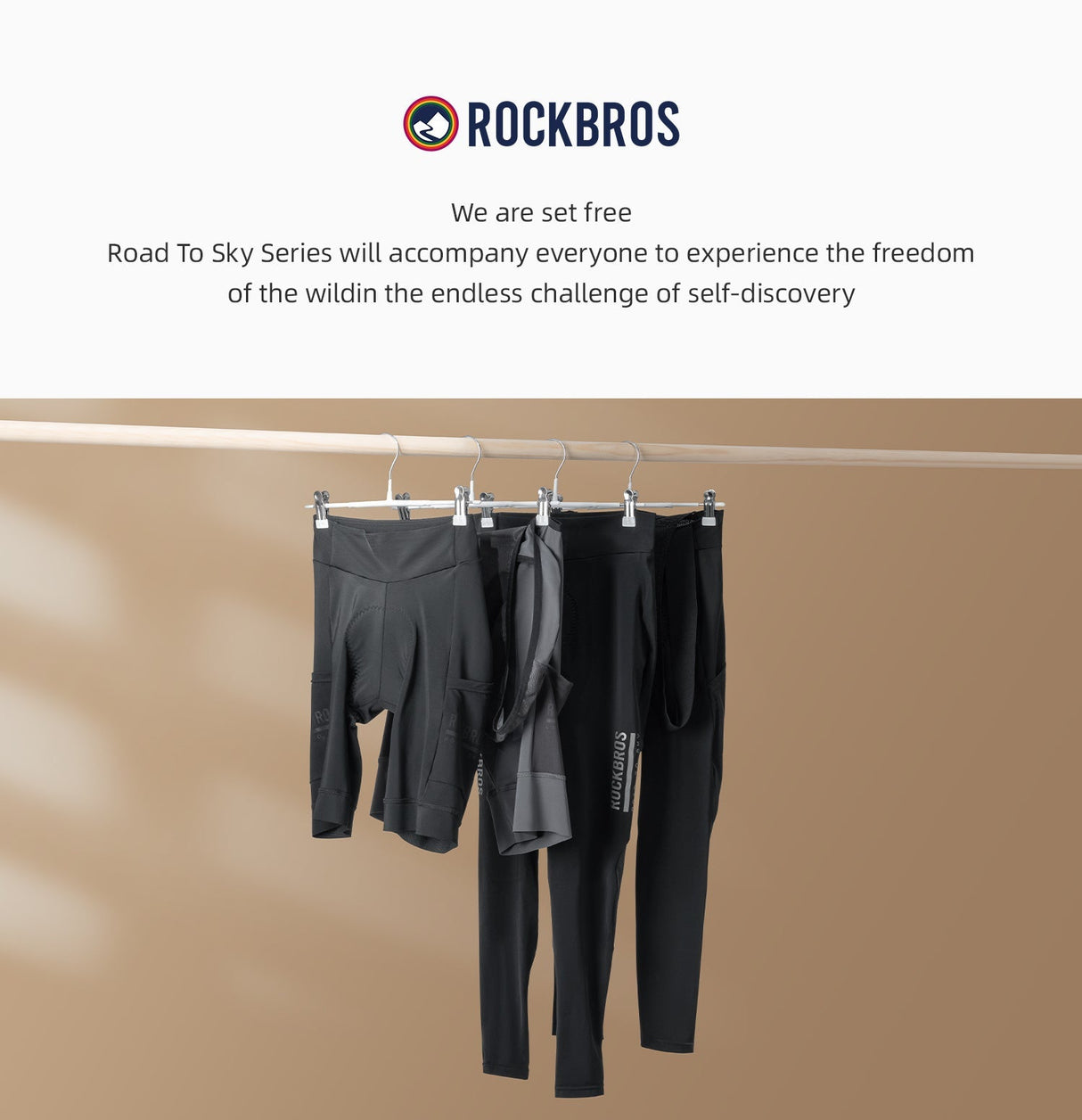 【ROAD TO SKY】by ROCKBROS Men's Cycling Bib Tights in Black