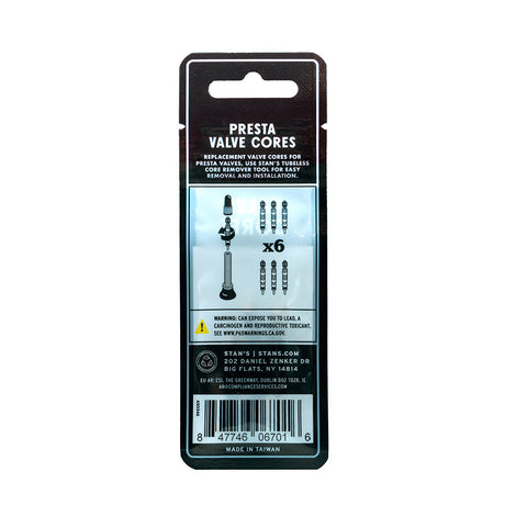 Stans No Tubes, Presta Valve Core, Pack of 6