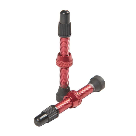 Stans Alloy Valve Stems - 55mm Pair Red