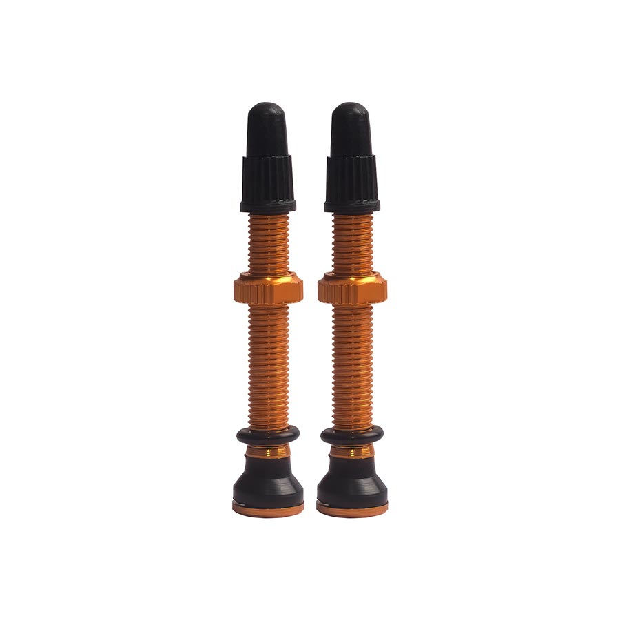 EVO Tubeless Valves Tubeless Valve Presta 44mm Orange Pair