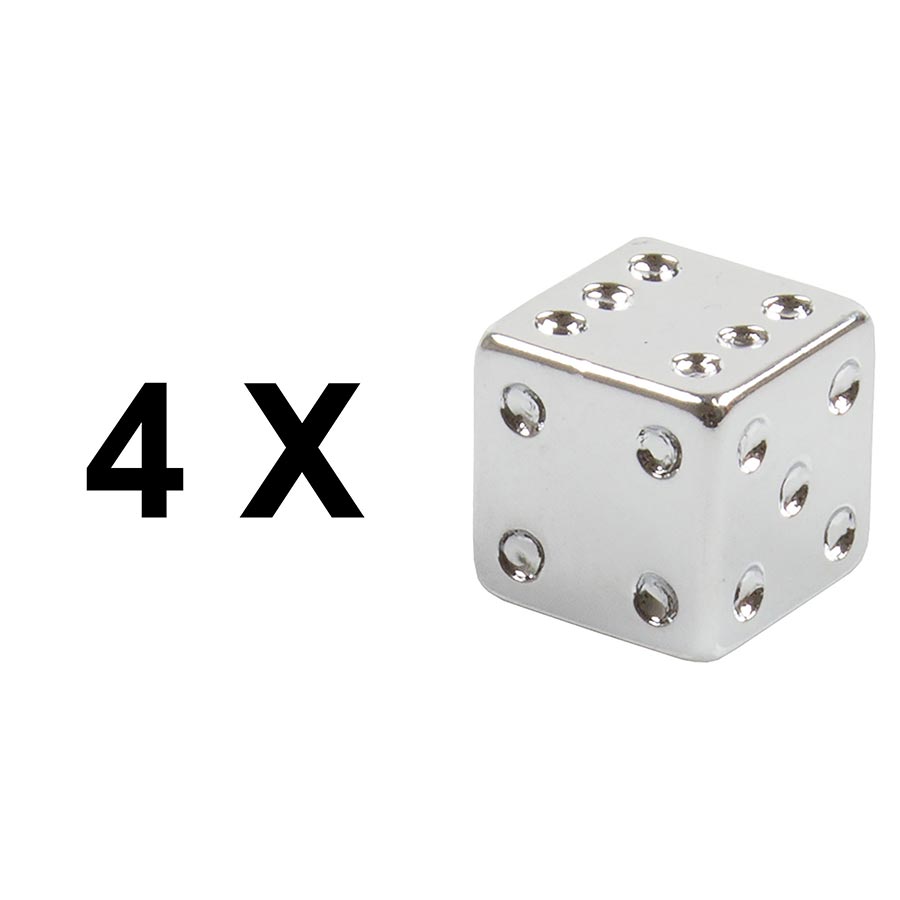 Ventura Decorative Valve Caps Schrader Silver Dice 4pcs