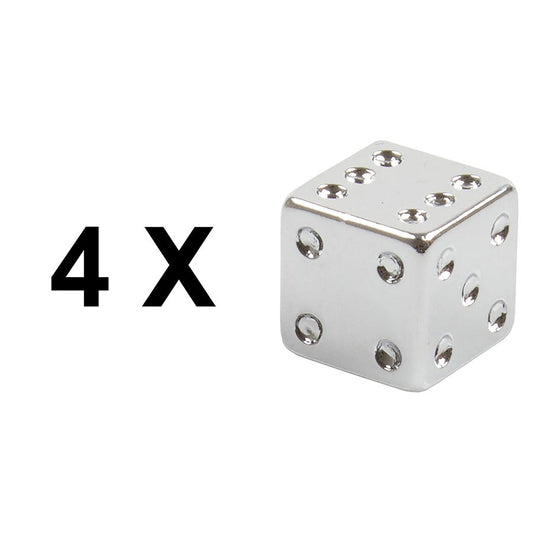 Ventura Decorative Valve Caps Schrader Silver Dice 4pcs