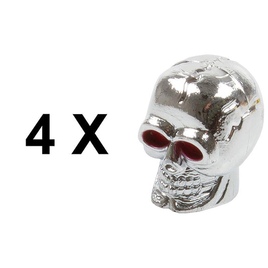 Ventura Decorative Valve Caps Schrader Silver Skull 4pcs