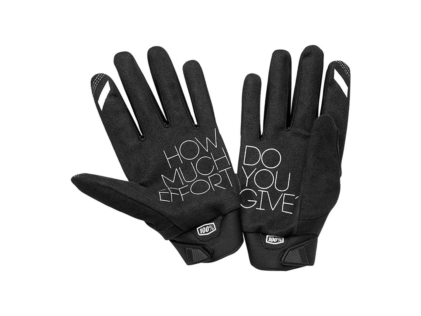 100% Brisker Gloves - Black Full Finger Mens Medium