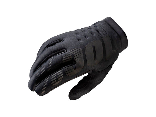 100% Brisker Gloves - Black Full Finger Mens Large