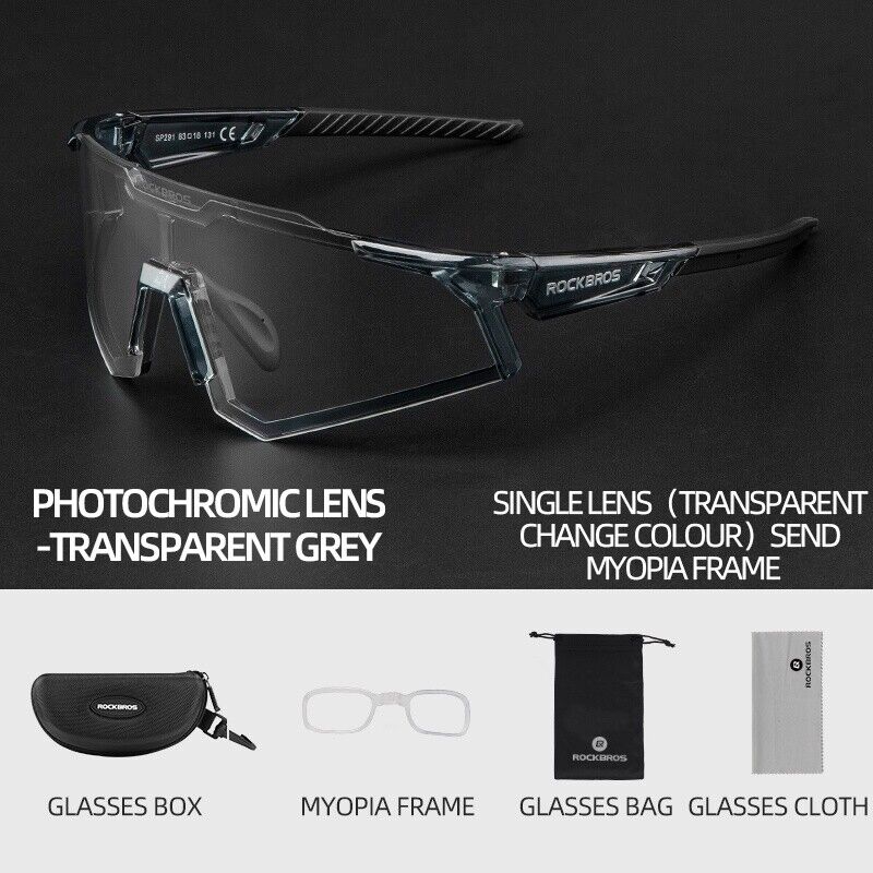 ROCKBROS Photochromic Goggle Cycling Sunglasses Sport Road Mountain Bike Glasses