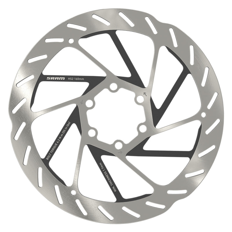 SRAM HS2 Disc Brake Rotor - 160mm 6-Bolt Rounded Silver/Black