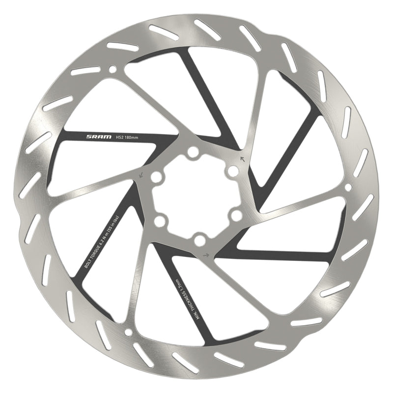 SRAM HS2 Disc Brake Rotor - 180mm 6-Bolt Rounded Silver/Black